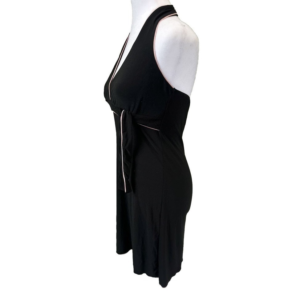 Vtg Halter Dress Y2K Wrap V Neck Grunge Goth Whimsy Witchy Sz Large Stretch Pink - Picture 4 of 8